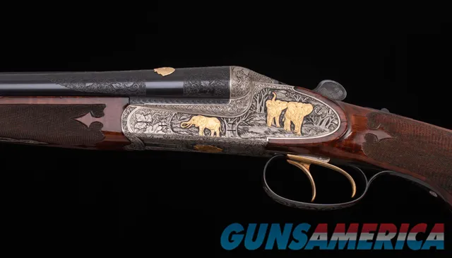 FRANZ SODIA DOUBLE RIFLE – .458 WIN, 9 GOLD INLAYS, WOW! vintage firearms inc