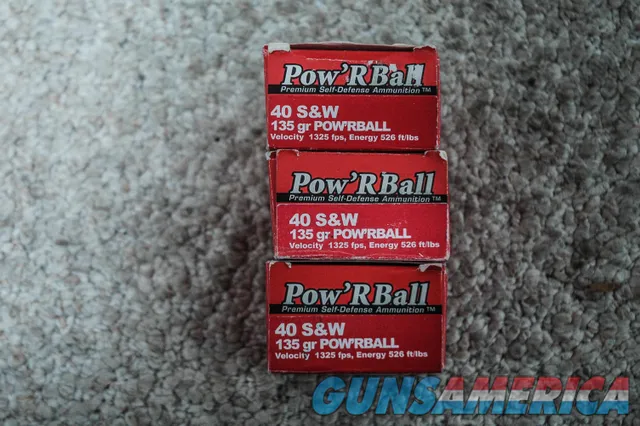 Pow'R Ball 40 S&W 135 Grain Defense ammo 3 Boxes