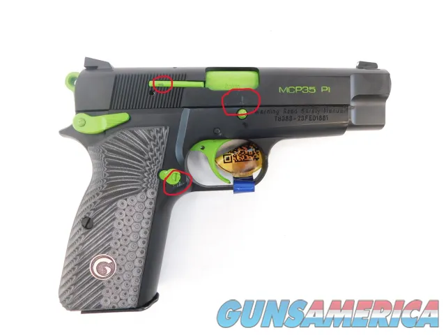 EAA Girsan MC35 PI Trade Show Gun 9mm 3.88" Black / Zombie Green Z393617