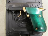 Taurus PT22 Blued with Gold Accents Green Grips .22 LR Img-1