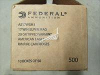 500 Rounds of Federal .17 WSM 20 Grain Tipped-Varmint AE17WSM1 Img-4