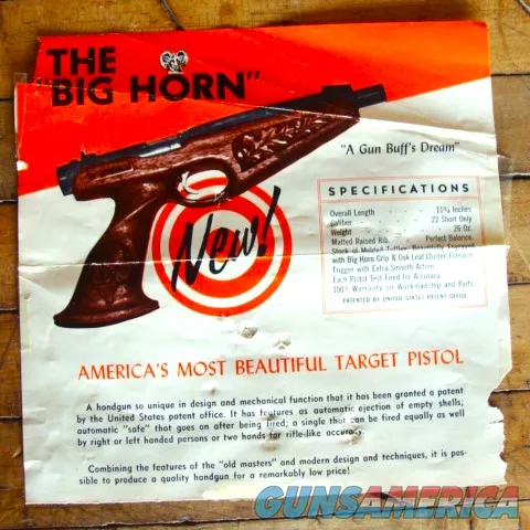 BIG HORN Target Pistol New in Box wpapers Single Shot Img-15