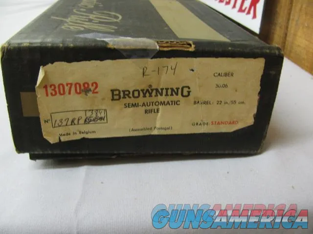 7514 Browning BAR 30-06 22 inch barrel 1978 mfg in Belguim assembled in Portugal. NEW IN BOX UNFIRED. NOT A MARK ON IT. s/n137RP13841.A++Walnut Browning butt plate ,hooded front site, serialized to end cap of box. --dont miss this time caps Img-2