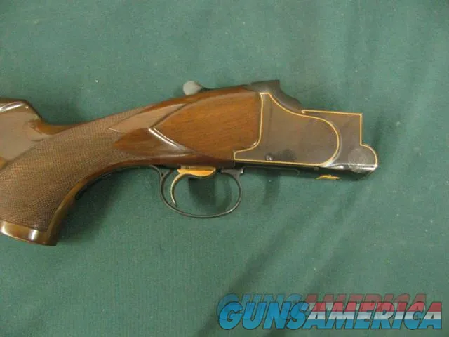  6880 Winchester 101 American Flyer Live Pigeon 12 gauge, 28 inch barrels, top barrel is fixed extra full/bottom barrel has a mod Winchester screw in chokes installed. gold wire receiver border, gold pigeon bottom of receiver, cased, all o Img-7