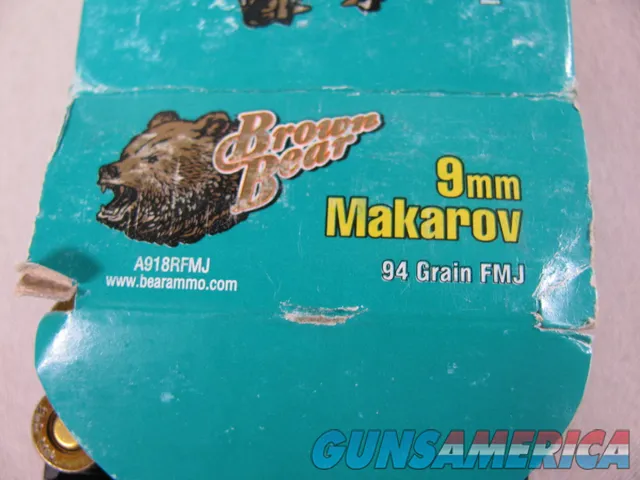 8143  Brown Bear 9MM, Makarov 94 Grain Bimetal FMJ, Lacquered Case, 50 in each box. We have 12 Boxes at 15 each box Img-2