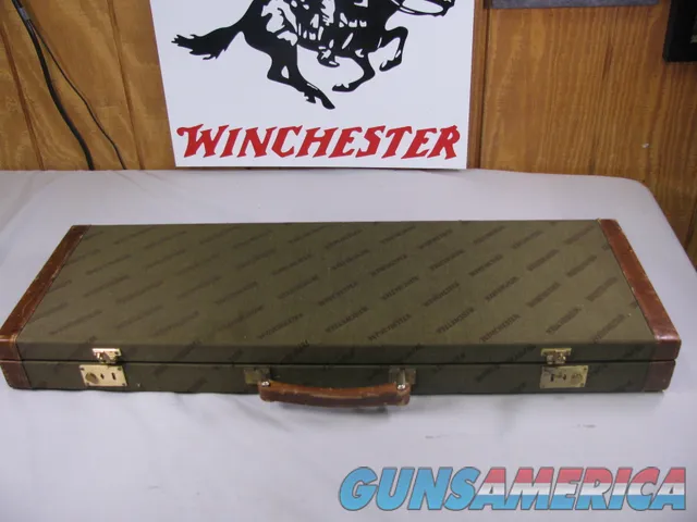 8748  Winchester Green Case with red Interior, Has Keys, Interior is clean, has two spacer blocks