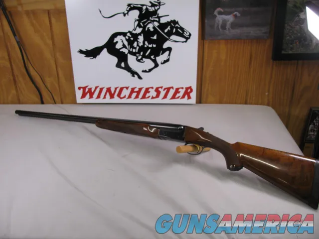 7832  Winchester 23 LD Light Duck, also known as Lady Duck, 20GA, SXS, 28 barrel, solid rib, white bead front and mid sight, very nice checkered walnut, jeweled box lock, pistol grip, will take steel shot, moly chromium barrels, right barr Img-1
