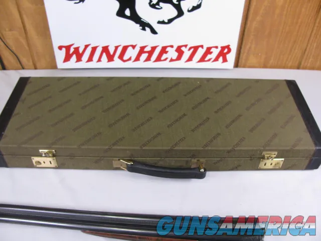 7849 Winchester 23 Golden Quail 28 gauge 26 inch barrels ic/mod, STRAIGHT GRIP, solid raised rib, ejectors, single select trigger, Winchester pad,ALL ORIGINAL,dog/quail engraved coin silver receiver, Winchester case and keys, AAA++Fancy Hig Img-12