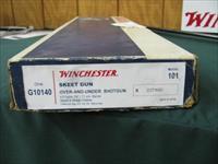 6573 Winchester 101 Field 410 gauge 28inch barrels, skeet/skeet, 2.5 chambers,pistol grip with cap, Winchester butt plate, all original, ejectors, vent rib,NEW IN CORRECT WINCHESTER BOX, with TIGER STRIPED WALNUT FIGURE. OPENS AND CLOSES TI Img-2