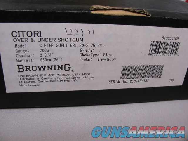 7888  Browning Citori Featherweight Super light, Grade I, 20 GA, 26 Barrel Img-16
