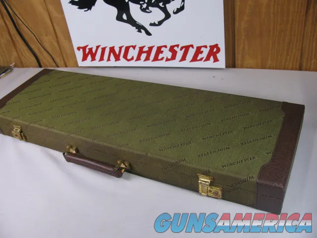 8830  Winchester Green Hard trunk style shotgun case. NOS, Green Interior, Has Blocks and Keys, Will take up to 29” Barrels