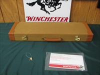 6707 Winchester 23 Golden Quail 20 gauge 26 inch barrels,ic/mod raised solid rib, ejectors, STRAIGHT GRIP,single selective trigger, quail/dogs engraved coin silver receiver, Winchester butt pad, Winchester Case, snap caps, keys, 99% conditi Img-1