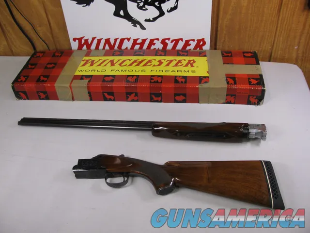 7767  Winchester 101 20 gauge 26 inch barrels skeet/skeet, 2 3/4 chambers, pistol grip with cap, Winchester box serialized to the gun, early good one with 2 brass beads, ejectors, vent rib, 99% CONDITION, Decelerator pad 14 1/4 lop, matches Img-1