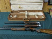 6583 Winchester 101 Field skeet set 28 inch barrels, 20 gauge 410 gauge 28 gauge, 28 inch barrels, 96%,RED W on pistol grip, Browning 3 barrel case, Winchester butt plate, front brass bead, bores brite/shiney,opens closes tite.very nice set Img-2