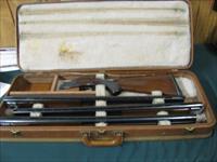 6547 Winchester 101 Skeet Set 20 gauge 28 gauge, 410 gauge, 28 inch barrels, skeet chokes, repaired forend on 410 gauge, numerous small marks on stock and forends.14 1/4 Pachmyer pad. Browning 3 barrel case.  Img-2