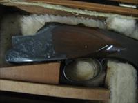 6547 Winchester 101 Skeet Set 20 gauge 28 gauge, 410 gauge, 28 inch barrels, skeet chokes, repaired forend on 410 gauge, numerous small marks on stock and forends.14 1/4 Pachmyer pad. Browning 3 barrel case.  Img-4