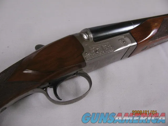 7850  Winchester 23 Pigeon XTR 20 gauge 26 inch barrels 2 3/4&3 inch chambers, ic/mod, round knob, vent rib, ejectors, Winchester butt plate, rose and scroll coin silver engraved receiver, opens closes tight, bores bright shiny, 2 white bea Img-14