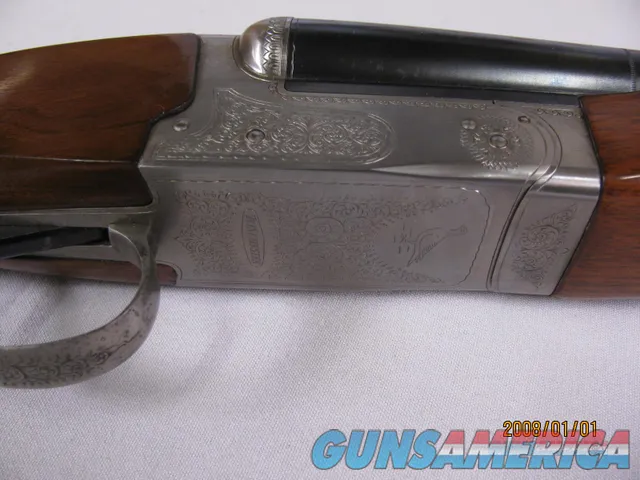 7850  Winchester 23 Pigeon XTR 20 gauge 26 inch barrels 2 3/4&3 inch chambers, ic/mod, round knob, vent rib, ejectors, Winchester butt plate, rose and scroll coin silver engraved receiver, opens closes tight, bores bright shiny, 2 white bea Img-16