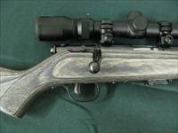 7352 Savage Mark II 22 long rifle, grey laminate stock, 3x9x45 Bushnell scope, 99.9% condition, medium weight barrel, not a mark on it. dont miss this great combo Img-8