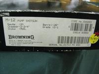 6837 Browning Model 12 20 gauge 26 inch barrels, mod fixed choke, Grade I, pump action, vent rib.  butt plate, all papers and booklets. correct Browning Box serialized to the gun. Fancy walnut. AS NEW IN BOX Img-2