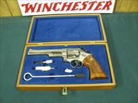 7264 Smith Wesson 29-2 44 magnum,Nickel, orange front adj squared notch rear, walnut grips, 6 inch barrel, all papers, drag line is almost imperceptible,99.9% condition.with tools. and papers and presentation case. one of the best Img-2