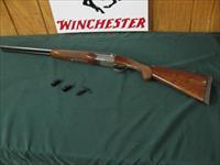6611 Winchester 23 Pigeon XTR 20 gauge 26 inch barrels, 4chokes sk ic im f and wrench, 2 3/4 & 3 inch chambers, vent rib, single select trigger ejectors, round knob rose and scroll coin silver engraved receiver,TIGER STRIPED WALNUT  Img-1
