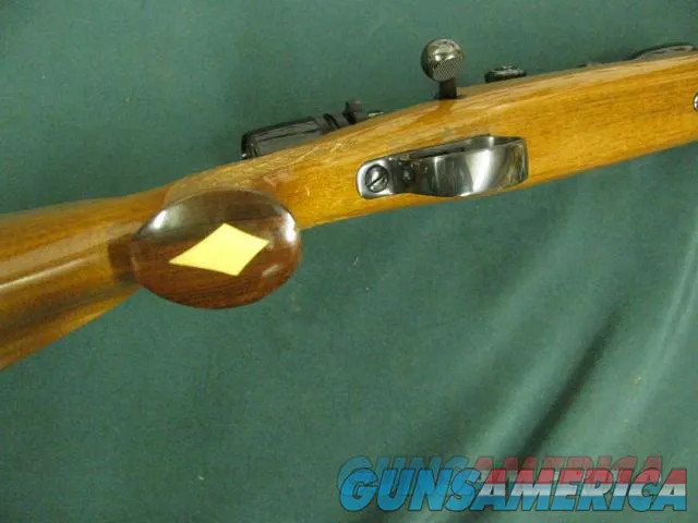 7257 Winslownot marked COMMANDER MODEL ON BUSHMASTER STOCK Custom rifle mfg in Florida Circa 1975, Belgium Mauser 98 action, only approx 500 mfg,7 mm REM MAGnot marked and no SERIAL NUMBER, 26 inch barrel NO INLAY SHIELD,claw extractor, Img-7