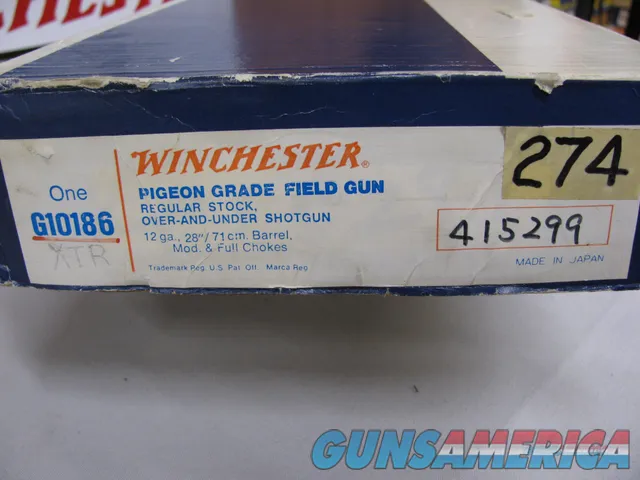 7747  Winchester 101 Pigeon XTR 12 gauge 28 inch barrels,MODFULL,  2 34 chamber, round knob, Winchester butt plate, AS NEW IN CORRECT SERIALIZED WINCHESTER BOX. 2 white beads, rose and scroll coins silver receiver, excellent ,A+fancy waln Img-2
