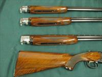 7312 Winchester 101 skeet set 28 inch barrels, 20 gauge, 28ga 410 ga-ALL CHOKED SKEET--all original , Winchester butt plate, vent rib, ejectors, nice figure in Walnut. tite, bores brite shiny,opens closes tite, Browning Cased, very nice set Img-13