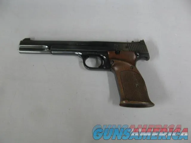 7506 Smith Wesson 41 22 long rifle 99% semi auto ANIB paper, 2 magazines, correct blue box, mfg 79-80.walnut grips adjustable rear site,--210 602 6360-- Img-4
