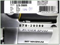 Ruger SP101 Stainless Hammerless 357 Mag unfired in case Img-4