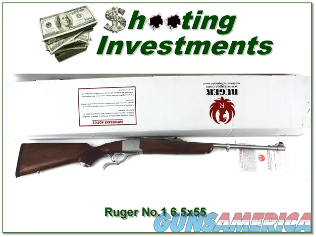 Ruger No.1 Sportier Stainless Walnut 6.5x55 new in box!