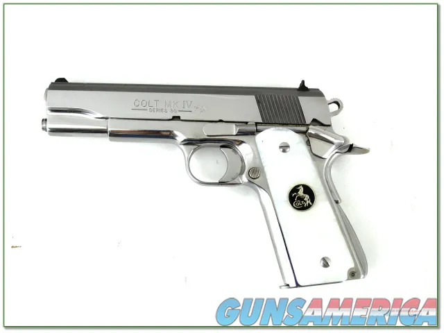 Colt MK IV 1911 Government polished nickel 45 ACP Img-2