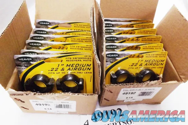 12 Pair of Weaver Matte 1 inch Scope Rings for .22 Grooved Receivers, 1022 with base adapter, air rifles 49192 alloy with steel screws Medium Height @ $6.92 a set & Free Ship Lower 48 