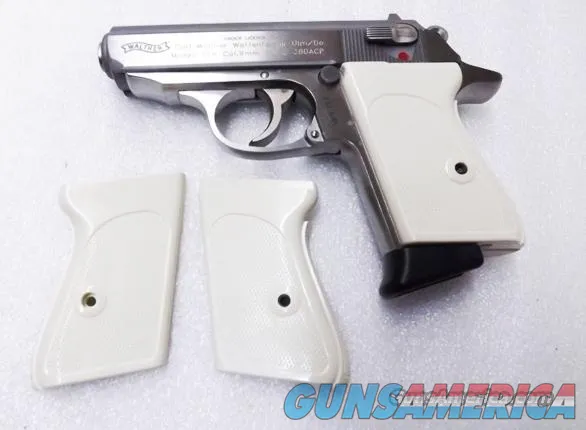 Walther PPK Grips Smith & Wesson variants White Polymer Imitation Ivory No PPKS No PP Screw Not Included adaptable to German & Interarms