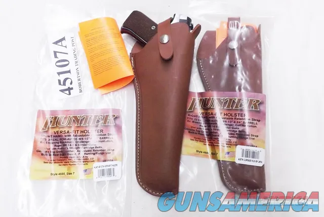 Hunter Co. Versa Fit US Leather Holster 5 or 6 inch .22 Semi Auto Pistols 1970s style 45107A New Adjustable Strap 