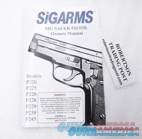 Sig Arms Sig-Sauer 2001 Operators Instruction Manual P220 225 226 228 229 239 245 Excellent 40 Pages