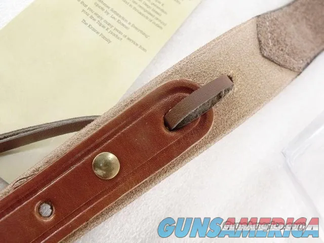 Rifle Sling US Leather Hand Carved Suede Lined Tan Stitched Triple K GL6004