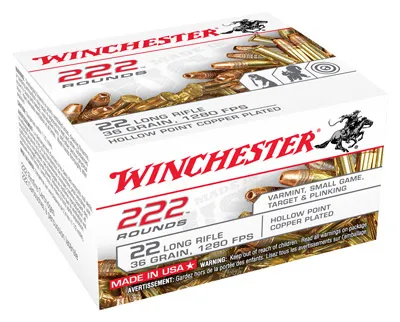 Winchester Repeating Arms 222 Round Copper-Plated Hollow Point 22LR222HP