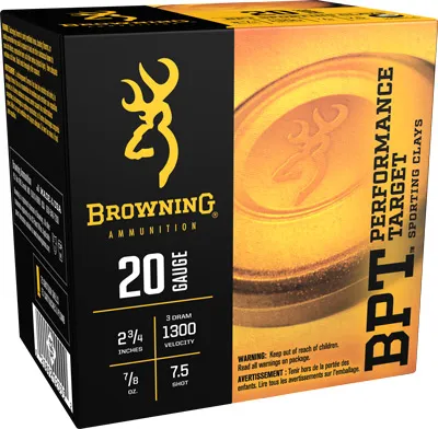 Browning Ammo BROWNING AMMO BPT TARGET 20GA. 2.75" 1300FPS. 7/8OZ #7.5 25-P