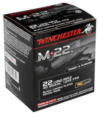 Winchester Repeating Arms WIN AMMO .22LR M22 1255FPS. 40GR. BLK COPR PLTED RN 1000PK