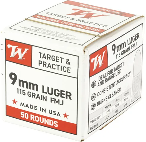 Winchester Repeating Arms WIN USA 9MM LUGER 115GR FMJ 50/1000
