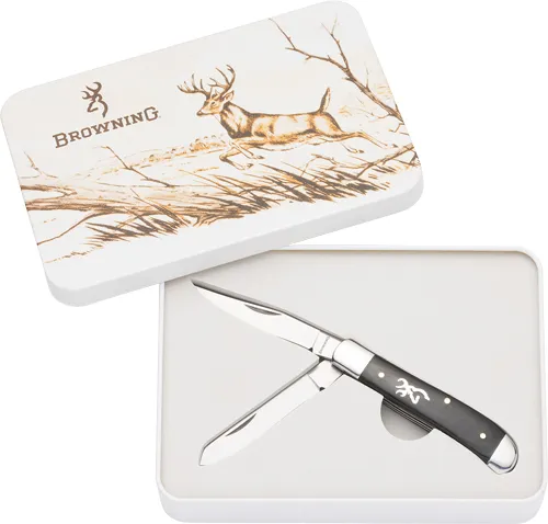 Browning BROWNING KNIFE 2024 WHITETAIL TIN 2.75" BLACK/SS 2-BLADE*