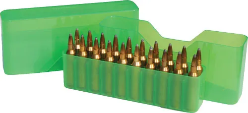 MTM MTM AMMO BOX LARGE RIFLE 20 ROUNDS SLIP TOP CLEAR GREEN