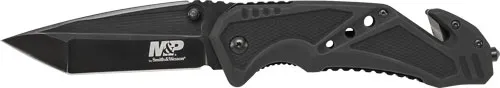 Schrade S&W KNIFE CLIP FOLDER 3.8" BLADE BLACK W/ STRAP CUTTER