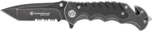 Smith & Wesson S&W KNIFE BORDER GUARD 3.5" BLADE W/STRAP CUTTER/GLS BREKR