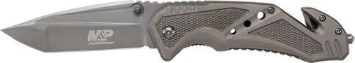 Smith & Wesson S&W KNIFE CLIP FOLDER 3.8" BLADE GRAY W/ STRAP CUTTER
