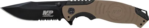 Smith & Wesson S&W KNIFE M&P INDEX FLIPPER 3.5" BLACK/DESERT TAN CLIP PT