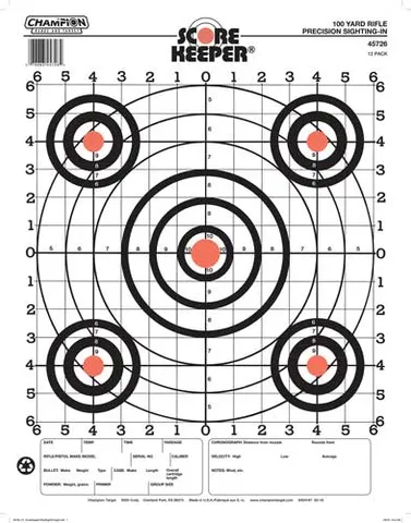 Champion Targets Scorekeeper Rifle Sight-In 45726