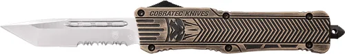 CobraTec Knives COBRATEC MEDIUM CTK1 OTF DESERT SAND 3" TANTO SERRATED